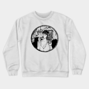 Lady and Cute Owl Crewneck Sweatshirt